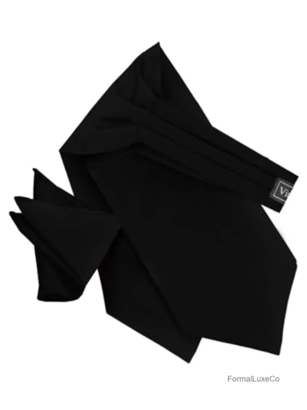 Men's Satin Ascot Tie & Pocket Square Set - Wedding Tuxedo Accessory